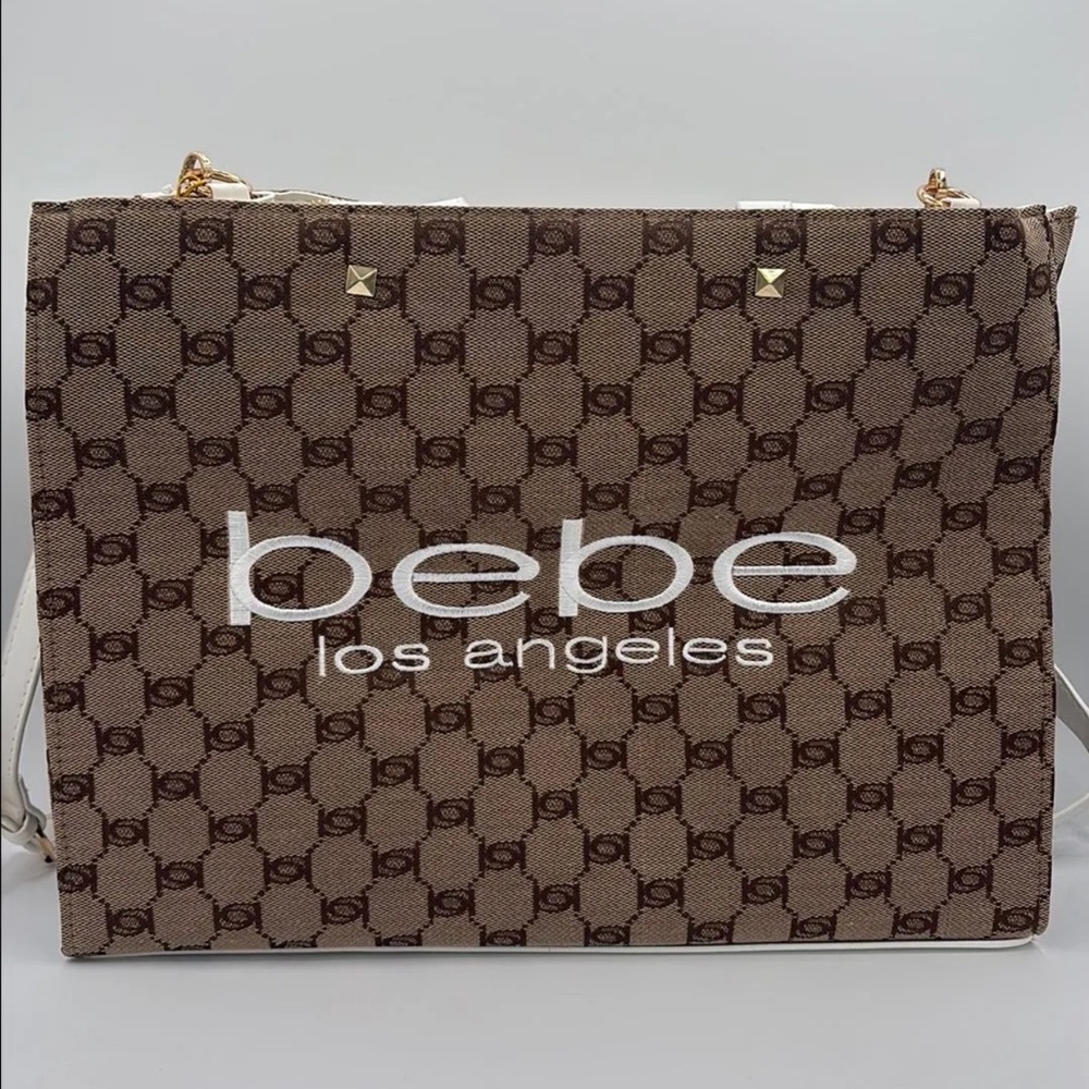 Bebe Large White Tote Bag
